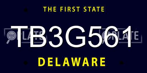 TB3G561 Delaware License Plate