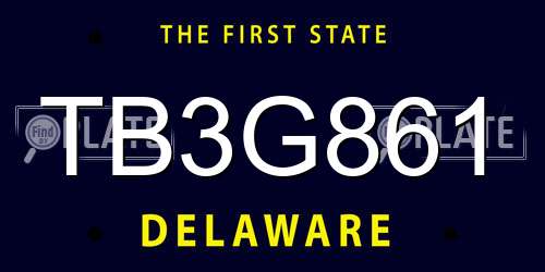 TB3G861 Delaware License Plate