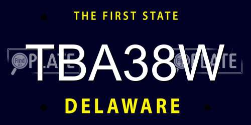 TBA38W Delaware License Plate