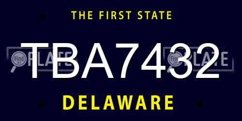 TBA7432 Delaware License Plate