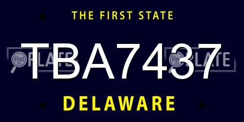 TBA7437 Delaware License Plate