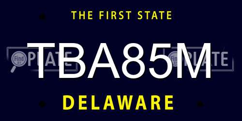 TBA85M Delaware License Plate
