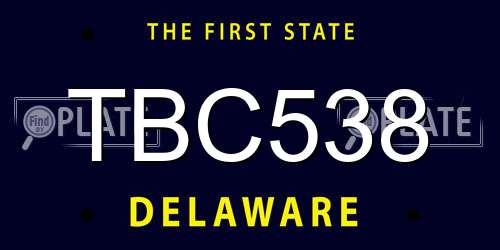 TBC538 Delaware License Plate