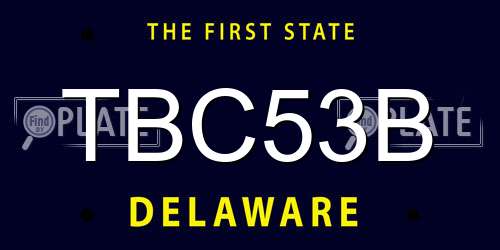 TBC53B Delaware License Plate