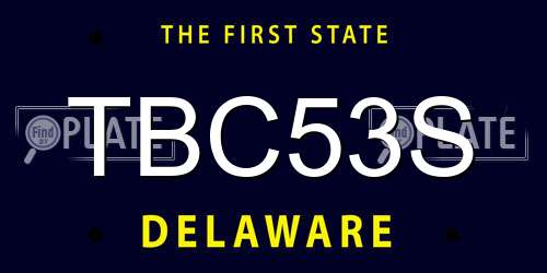 TBC53S Delaware License Plate