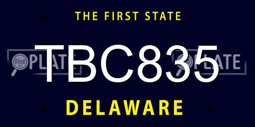 TBC835 Delaware License Plate