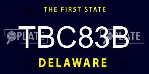 TBC83B Delaware License Plate