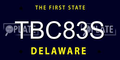 TBC83S Delaware License Plate