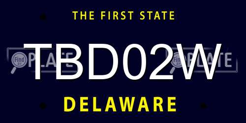 TBD02W Delaware License Plate