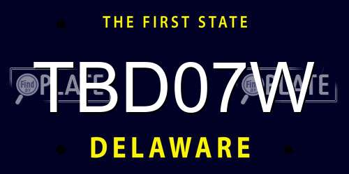 TBD07W Delaware License Plate