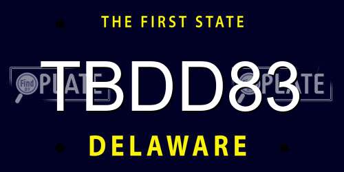 TBDD83 Delaware License Plate