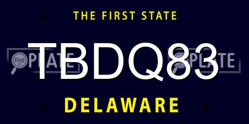 TBDQ83 Delaware License Plate