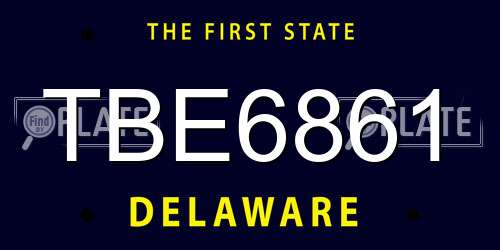 TBE6861 Delaware License Plate