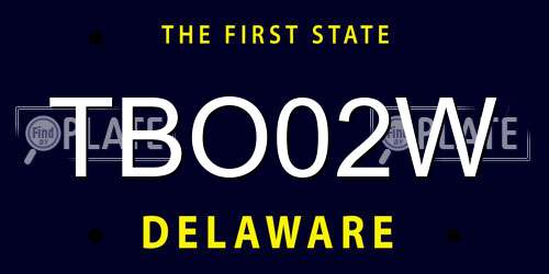 TBO02W Delaware License Plate