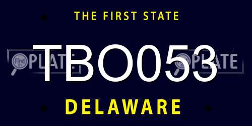 TBO053 Delaware License Plate