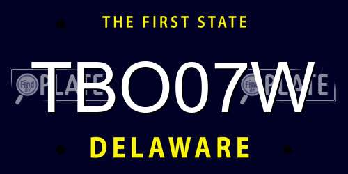TBO07W Delaware License Plate
