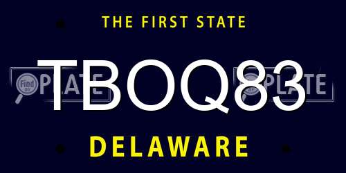 TBOQ83 Delaware License Plate