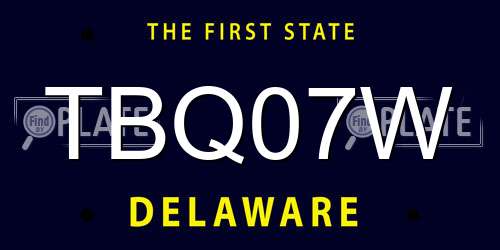 TBQ07W Delaware License Plate