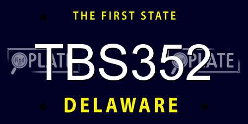 TBS352 Delaware License Plate