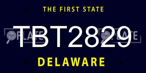 TBT2829 Delaware License Plate