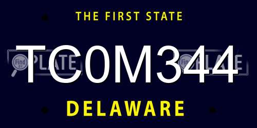 TC0M344 Delaware License Plate