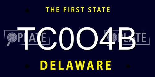 TC0O4B Delaware License Plate