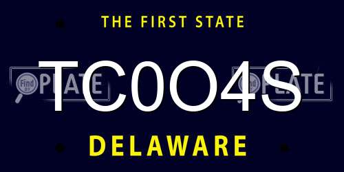 TC0O4S Delaware License Plate