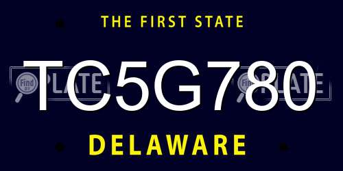 TC5G780 Delaware License Plate