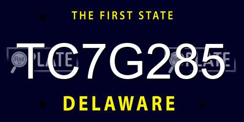 TC7G285 Delaware License Plate