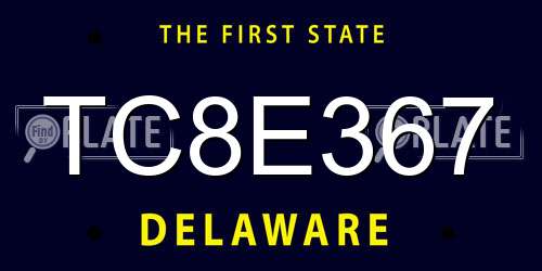 TC8E367 Delaware License Plate