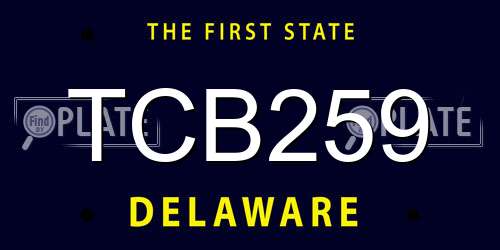 TCB259 Delaware License Plate