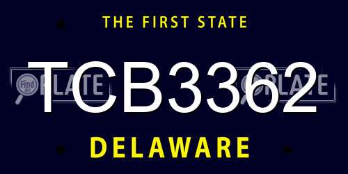 TCB3362 Delaware License Plate