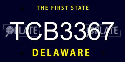 TCB3367 Delaware License Plate