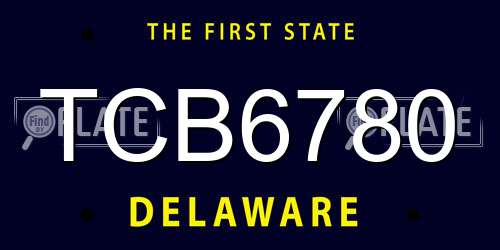 TCB6780 Delaware License Plate