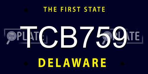 TCB759 Delaware License Plate