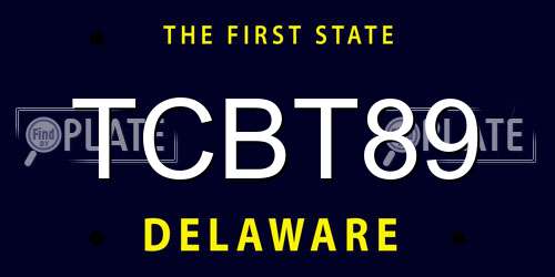TCBT89 Delaware License Plate