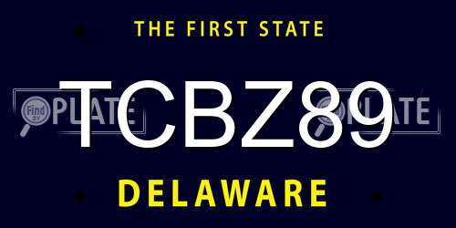 TCBZ89 Delaware License Plate