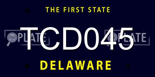 TCD045 Delaware License Plate