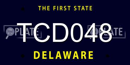 TCD048 Delaware License Plate