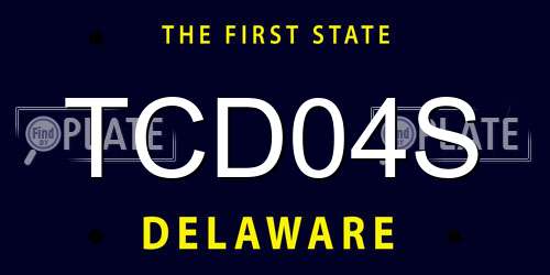 TCD04S Delaware License Plate