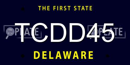TCDD45 Delaware License Plate