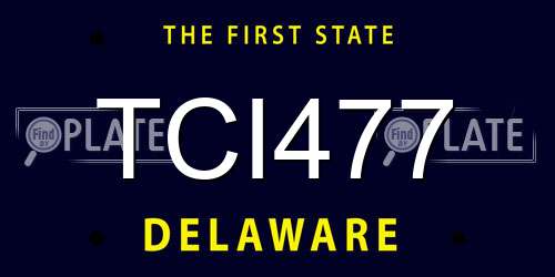 TCI477 Delaware License Plate