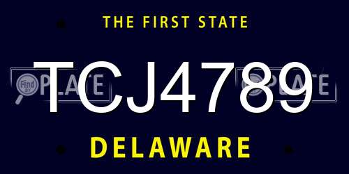 TCJ4789 Delaware License Plate
