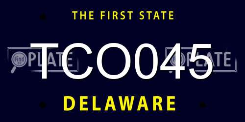 TCO045 Delaware License Plate