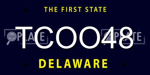 TCOO48 Delaware License Plate