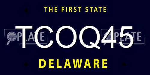 TCOQ45 Delaware License Plate