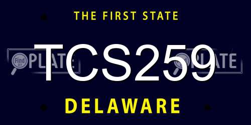 TCS259 Delaware License Plate