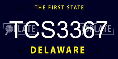 TCS3367 Delaware License Plate