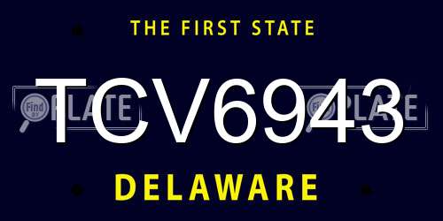TCV6943 Delaware License Plate