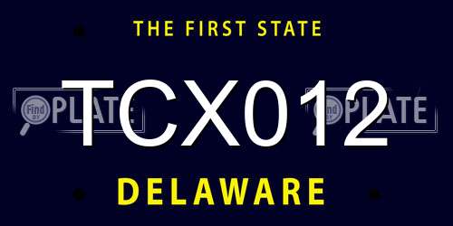 TCX012 Delaware License Plate